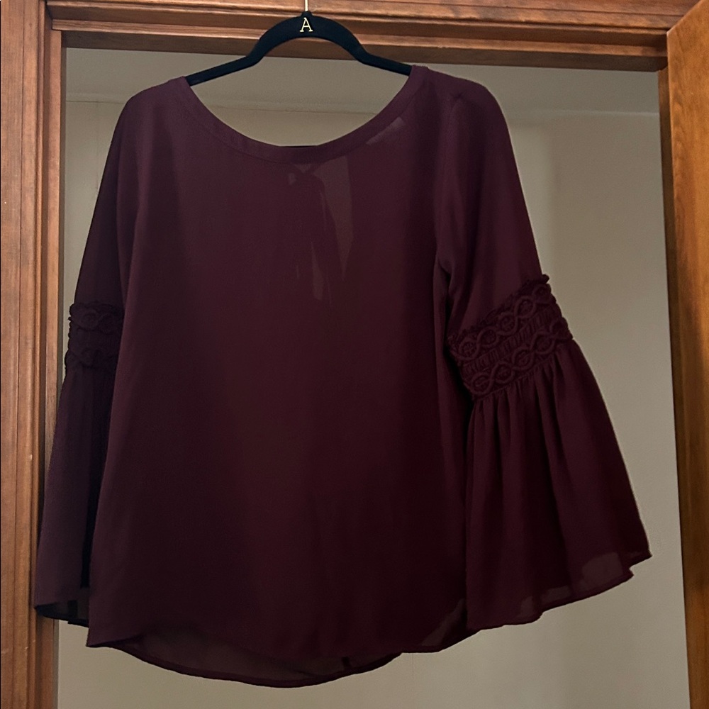 Loft Plum Bell sleeve blouse, Small